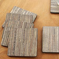 Natural fiber coasters Dark Grey Jimbaran Sands set of 6 Indonesia