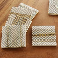 Wood coasters Diamond set of 6 Indonesia