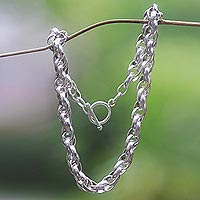 Sterling silver chain link necklace, 'Bold Links' - Substantial Hand Crafted Sterling Silver Chain Necklace