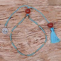 Carnelian beaded bracelet,