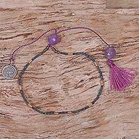 Amethyst beaded bracelet,