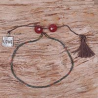 Carnelian beaded bracelet,