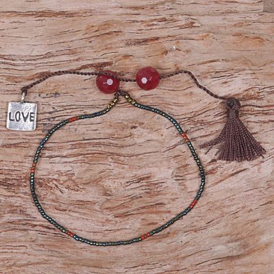 Carnelian beaded bracelet, Exotic Romance