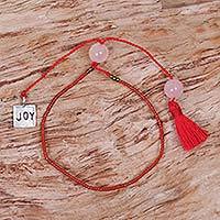 Beaded rose quartz bracelet,