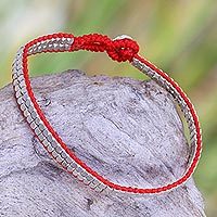 Sterling silver beaded bracelet,