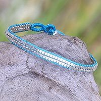 Sterling silver beaded bracelet,