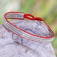 Sterling silver beaded bracelet,