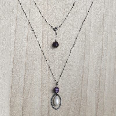 Multi-gemstone pendant necklace, Purple Raindrops