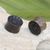 Wood ear plugs, 'Silent Flower' - Handcrafted Balinese Sono Wood Flower Theme Earplugs thumbail