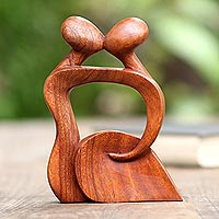 Wood sculpture Abstract Kissing I Indonesia