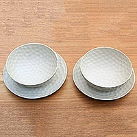 Ceramic bowls and plates Golfer set for 2 Indonesia