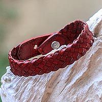Braided leather bracelet,