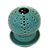 Ceramic candle holder and oil warmer, 'Green Globe' - Green Ceramic Candle Holder with Circle Cutouts thumbail