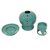 Ceramic candle holder and oil warmer, 'Green Globe' - Green Ceramic Candle Holder with Circle Cutouts (image 2c) thumbail