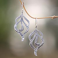 Sterling silver dangle earrings, 'Tassels' - Hand Crafted Sterling Silver Dangle Earrings from Bali