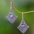 Amethyst dangle earrings, 'Shimmering Kite' - Artisan Crafted Amethyst and Sterling Silver Dangle Earrings thumbail