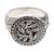Sterling silver signet ring, 'Bali Jungle' - Combination Finish Sterling Silver Ring with Floral Motif (image 2b) thumbail