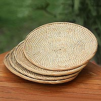 Natural fiber serving plates Lombok Moon set of 4 Indonesia