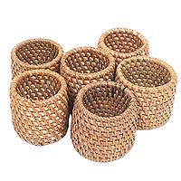 Ate grass napkin rings Rustic Lombok set of 6 Indonesia