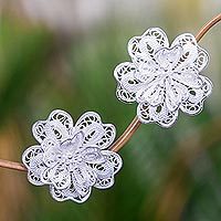 Sterling silver button earrings,