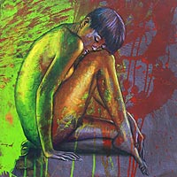 'Silent Morning' - Balinese Portrait of Female Nude in Oils and Acrylics
