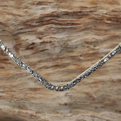 Gold accented sterling silver collar necklace, Sukawati Beauty