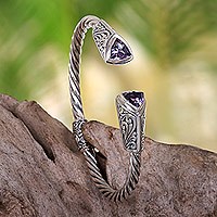 Amethyst and sterling silver cuff bracelet,
