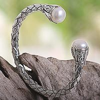 Cultured pearl cuff bracelet,