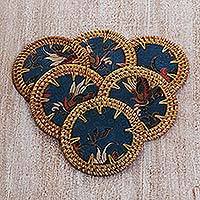 Batik cotton and ate grass coasters,