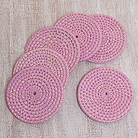 Bamboo coasters Lombok Pleasure in Orchid set of 6 Indonesia