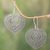 Sterling silver dangle earrings, 'Fern Forest Heart' - Handcrafted Balinese Heart Earrings in Sterling Silver Lace thumbail