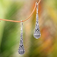 Sterling silver dangle earrings, 'Silent Scepter' - Fair Trade Handcrafted Dangle Earrings in Sterling Silver