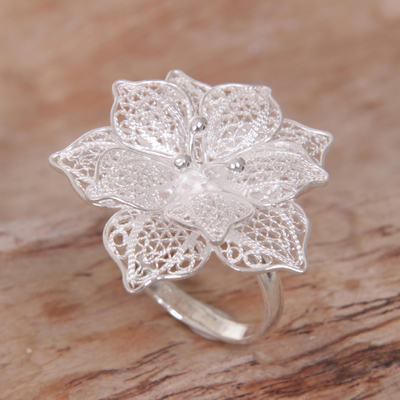 Sterling silver filigree cocktail ring, Sterling Tropics
