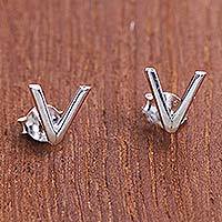 Sterling silver stud earrings,