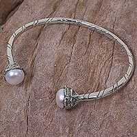 Cultured pearl cuff bracelet,