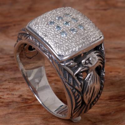 Blue Topaz Sterling Silver Cocktail Ring from Indonesia