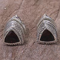 Garnet and amethyst stud earrings,