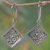 Sterling silver dangle earrings, 'Silver Roses' - Square Sterling Silver Dangle Earrings with Floral Motif thumbail