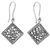 Sterling silver dangle earrings, 'Silver Roses' - Square Sterling Silver Dangle Earrings with Floral Motif (image 2a) thumbail