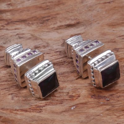 Amethyst stud earrings, Purple Temples