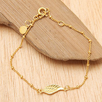 Gold plated sterling silver pendant bracelet, 'Golden Wing' - Gold Plated Sterling Silver Pendant Bracelet Wing Indonesia