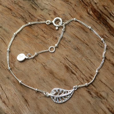Sterling silver pendant bracelet, Holy Leaf