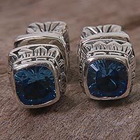 Blue topaz stud earrings,