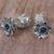 Blue topaz button earrings, 'Blooming Blue' - Blue Topaz Sterling Silver Button Earrings from Indonesia (image 2b) thumbail