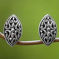 Sterling silver button earrings,