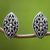 Sterling silver button earrings, 'Floral Shield' - Sterling Silver Oval Button Earrings from Indonesia thumbail