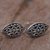Sterling silver button earrings, 'Floral Shield' - Sterling Silver Oval Button Earrings from Indonesia (image 2b) thumbail