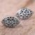 Sterling silver button earrings, 'Floral Shield' - Sterling Silver Oval Button Earrings from Indonesia (image 2c) thumbail