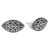 Sterling silver button earrings, 'Floral Shield' - Sterling Silver Oval Button Earrings from Indonesia (image 2f) thumbail
