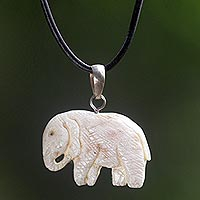 Bone pendant necklace, Stoic Elephant